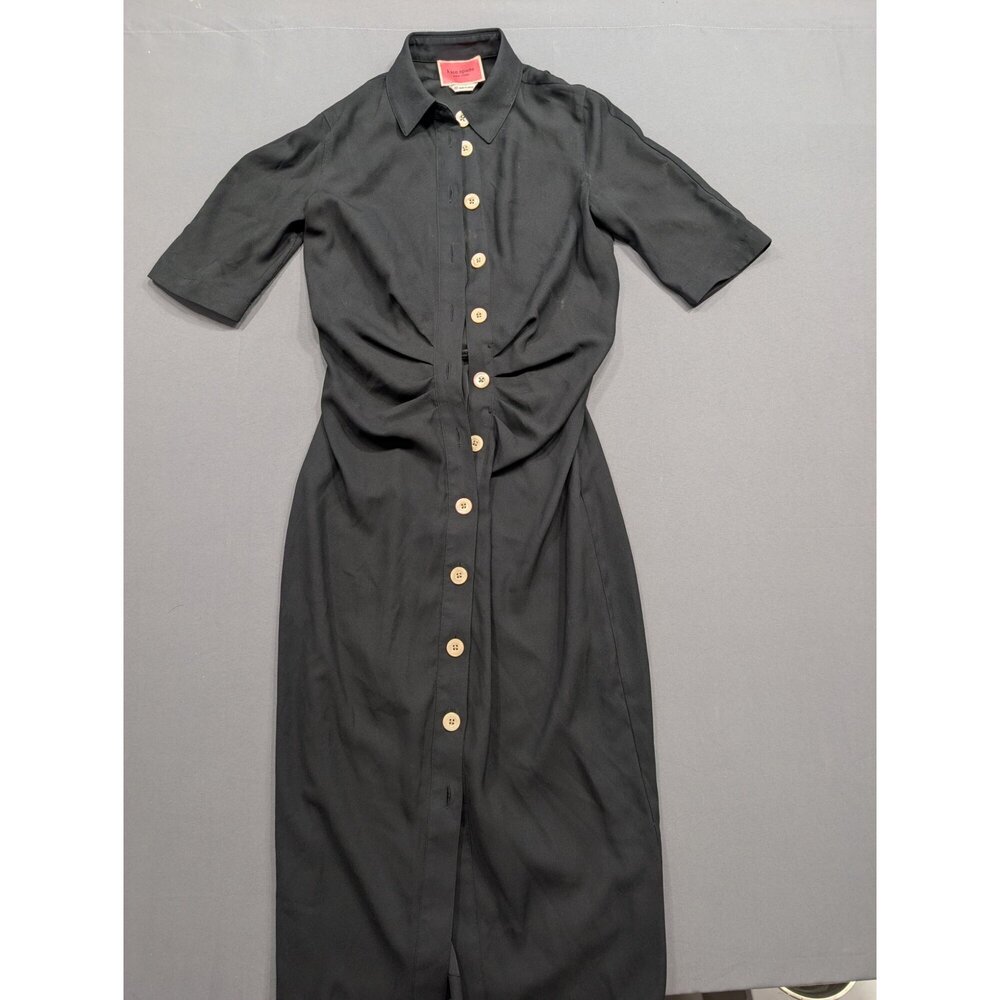 Kate Spade New York Black Button-Front Midi Shirtdress Size 00